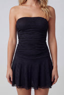 Zelina Strapless Lace Ruched Mini Dress
