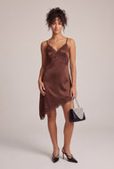 Satin Asymmetrical Slip Dress