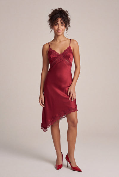 Satin Asymmetrical Slip Dress