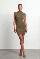 Jaycee Rib Knit Mock Neck Cap Sleeve Dress
