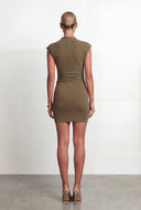 Jaycee Rib Knit Mock Neck Cap Sleeve Dress