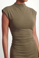Jaycee Rib Knit Mock Neck Cap Sleeve Dress