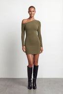 Ruched One Shoulder Bodycon Mini Dress