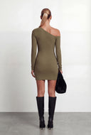 Ruched One Shoulder Bodycon Mini Dress