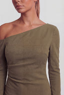 Ruched One Shoulder Bodycon Mini Dress