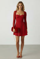 Lace Long Sleeve Sweetheart Mini Dress