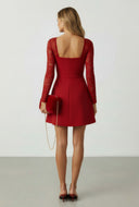 Lace Long Sleeve Sweetheart Mini Dress