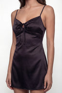 Satin Bow Front A-Line Dress