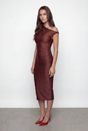Ruched One Shoulder Midi Dress