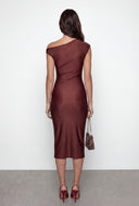 Ruched One Shoulder Midi Dress