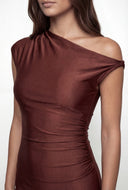 Ruched One Shoulder Midi Dress