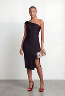 Ainara Off the Shoulder Side Slit Bodycon Dress