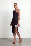 Ainara Off the Shoulder Side Slit Bodycon Dress