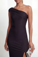 Ainara Off the Shoulder Side Slit Bodycon Dress