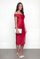 Ainara Off the Shoulder Side Slit Bodycon Dress