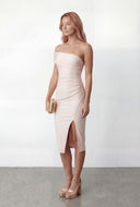 Ainara Off the Shoulder Side Slit Bodycon Dress