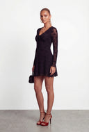 Adele Velvet Burnout Detail Mesh Skater Dress