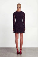 Adele Velvet Burnout Detail Mesh Skater Dress