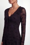 Adele Velvet Burnout Detail Mesh Skater Dress