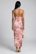 Floral Mesh Halter Maxi Dress
