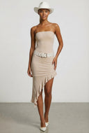 Glitter Ruched Side Asymmetrical Strapless Dress