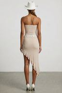 Glitter Ruched Side Asymmetrical Strapless Dress