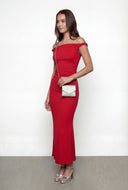Glitter Ruched Off the Shoulder Cocktail Dress