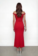 Glitter Ruched Off the Shoulder Cocktail Dress