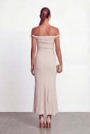 Glitter Ruched Off the Shoulder Cocktail Dress