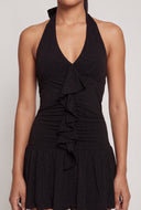 Glitter Ruffle Halter Dress