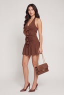Glitter Ruffle Halter Dress