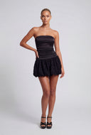 Strapless Satin Bubble Hem Dress