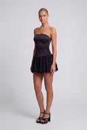Strapless Satin Bubble Hem Dress