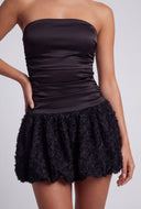 Strapless Satin Bubble Hem Dress