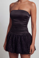 Strapless Satin Bubble Hem Dress