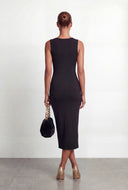 Asymmetrical Ruched Bodycon Midi Dress