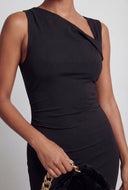 Asymmetrical Ruched Bodycon Midi Dress