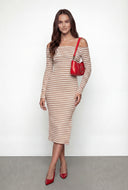 Maya Ribbed Knit Striped Boat Neck Dress