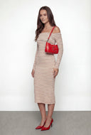 Maya Ribbed Knit Striped Boat Neck Dress