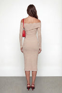 Maya Ribbed Knit Striped Boat Neck Dress