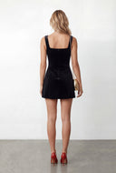 Eliana Bow Strap Velvet Mini Dress