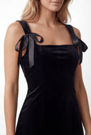 Eliana Bow Strap Velvet Mini Dress