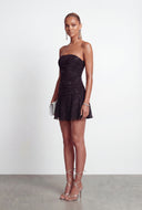 Floral Mesh Strapless Mini Cocktail Dress