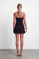 Floral Mesh Strapless Mini Cocktail Dress