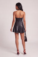 Vegan Leather Halter Mini Dress
