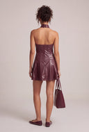 Vegan Leather Halter Mini Dress