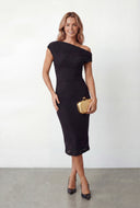 One Shoulder Textured Knit Bodycon Dress