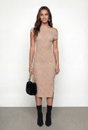 One Shoulder Textured Knit Bodycon Dress