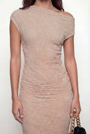 One Shoulder Textured Knit Bodycon Dress