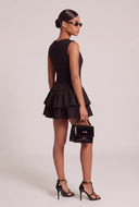 Faux Suede Ruffle Tiered Dress